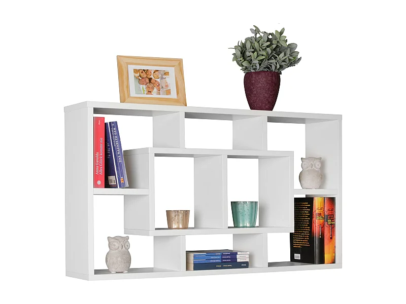 Estantería de pared ALEX blanco 85 x 47,5 x 16 cm estante colgante de madera MDF moderna | Diseño
