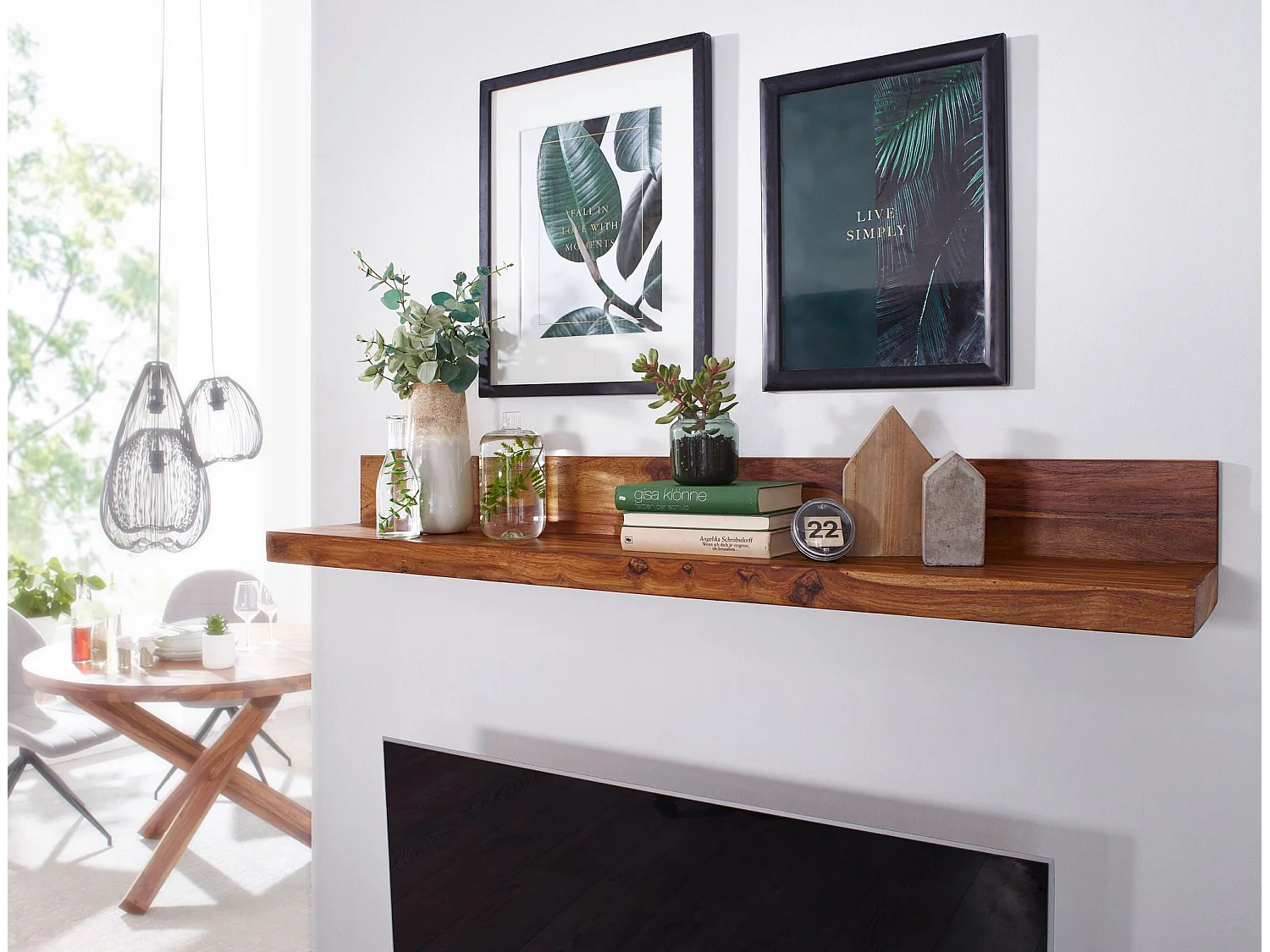 estante de pared MUMBAI madera maciza sheesham estante de madera 110 cm estilo rústico estante