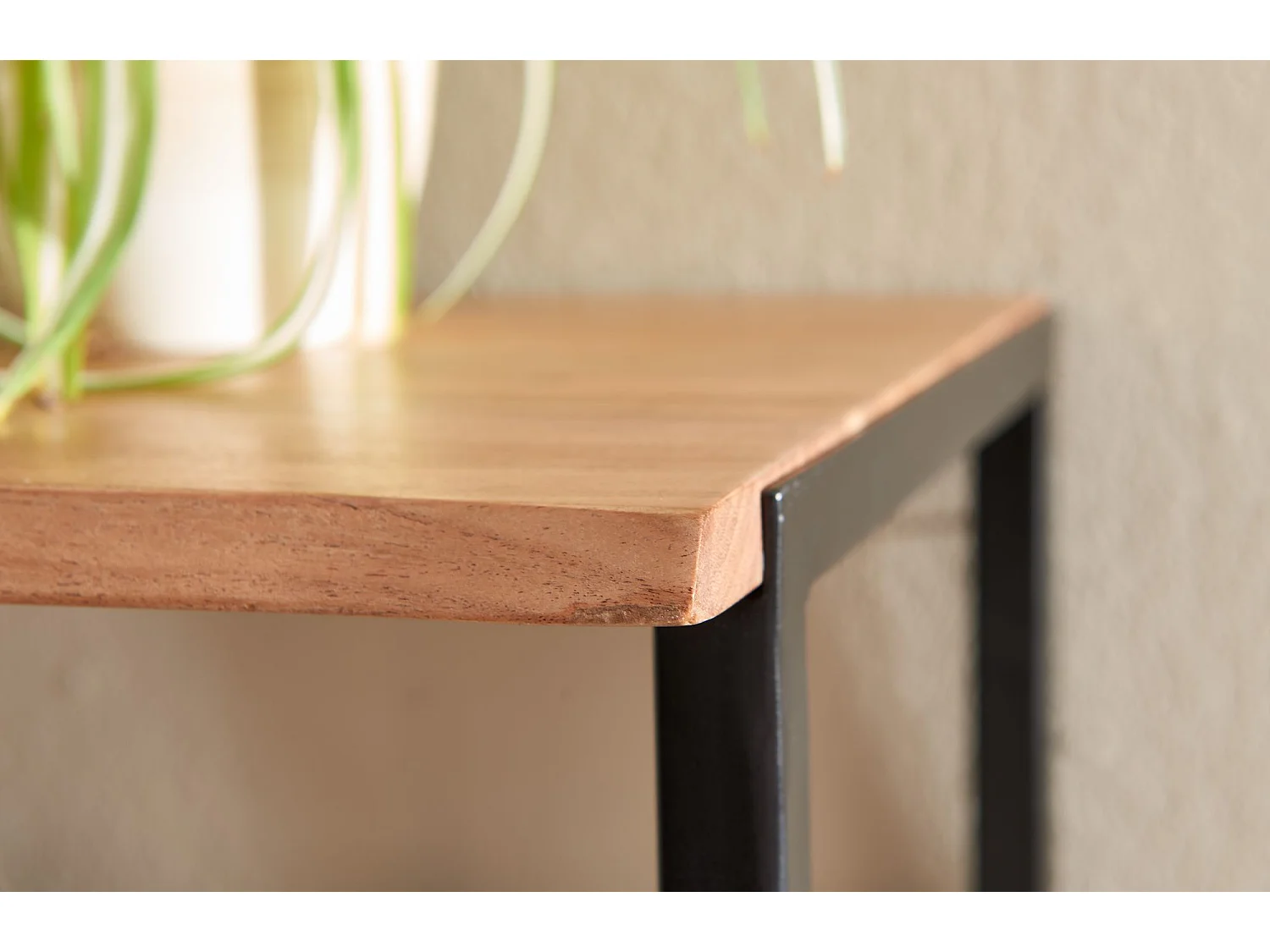 Design Wandgarderobe Akazie Massivholz / Metall 80x22x33 cm, Hakenleiste mit Ablage und