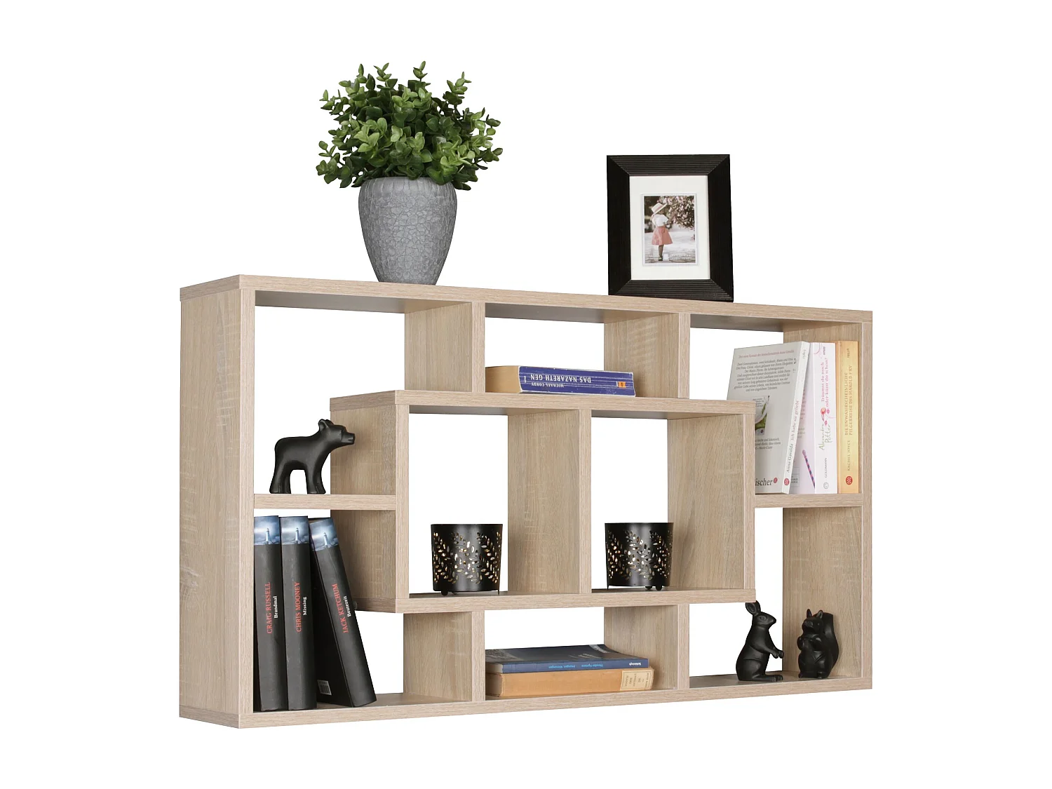 Estantería de pared ALEX sonoma 85 x 47,5 x 16 cm estante colgante de madera MDF moderna | Diseño