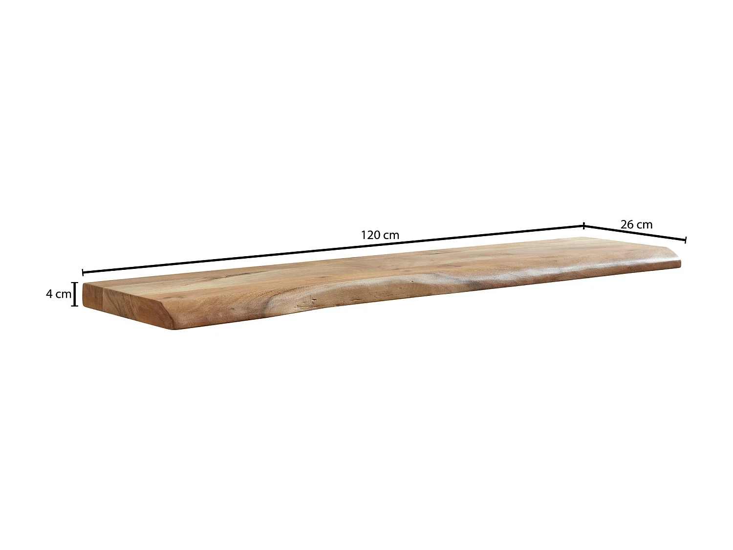 Estantería de Pared 120 cm Moderna Madera Maciza de Acacia | Estante Colgante de Flotación Libre