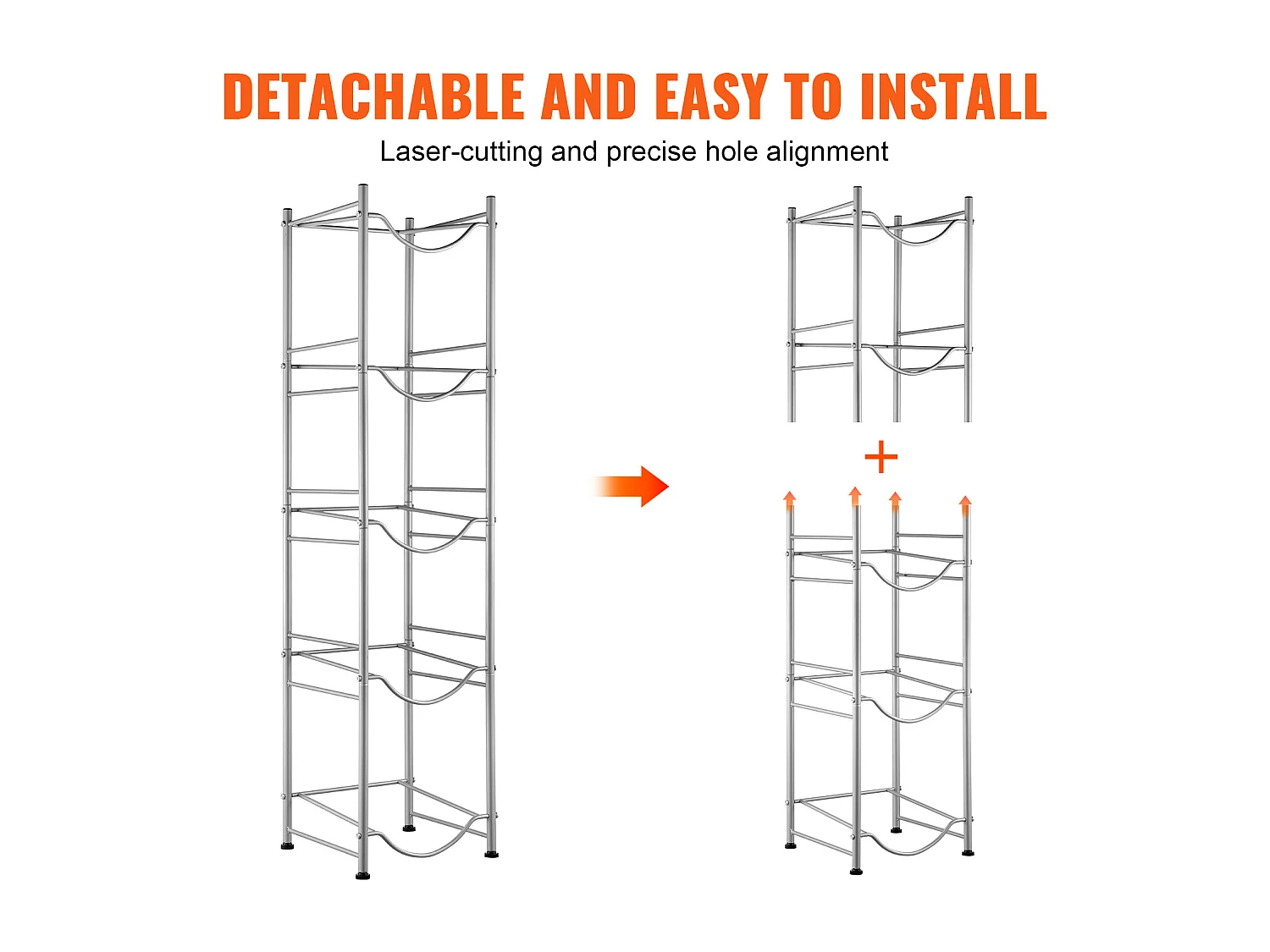 Porte-carafe à Eau à 5 Niveaux SucceBuy, Porte-bouteilles en Une Rangée pour 5 Bouteilles, Argent
