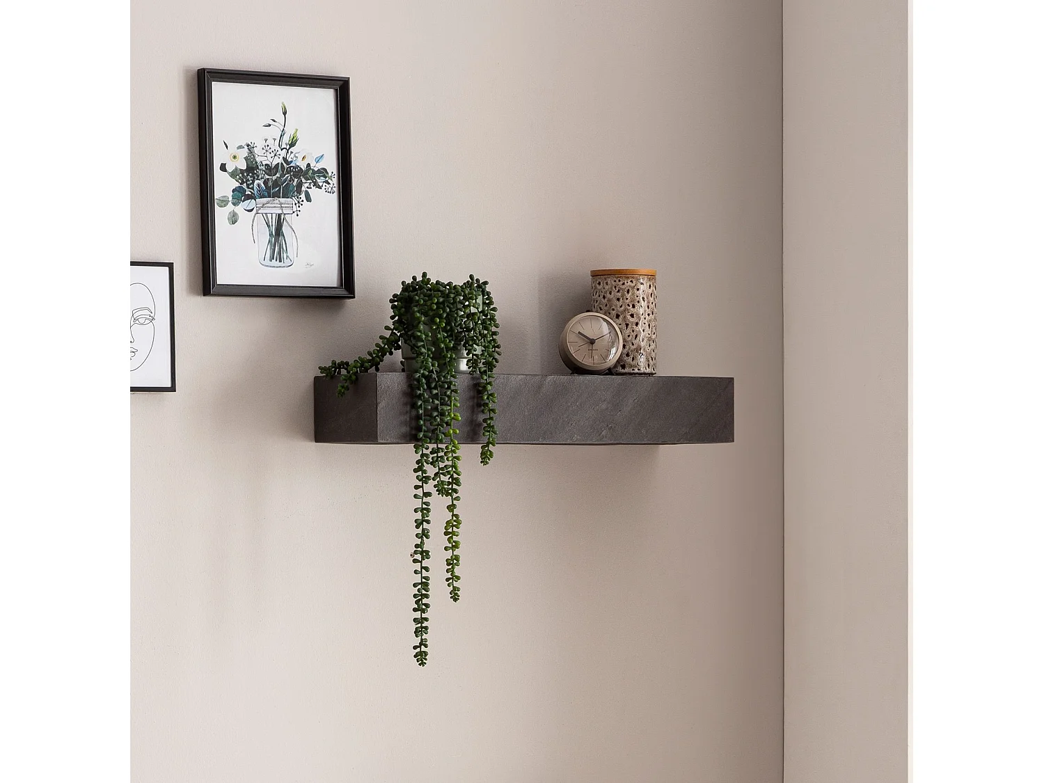 Estante de Pared 60x10x20 cm Estante Colgante de Madera Maciza / Aspecto de piedra Rectangular |