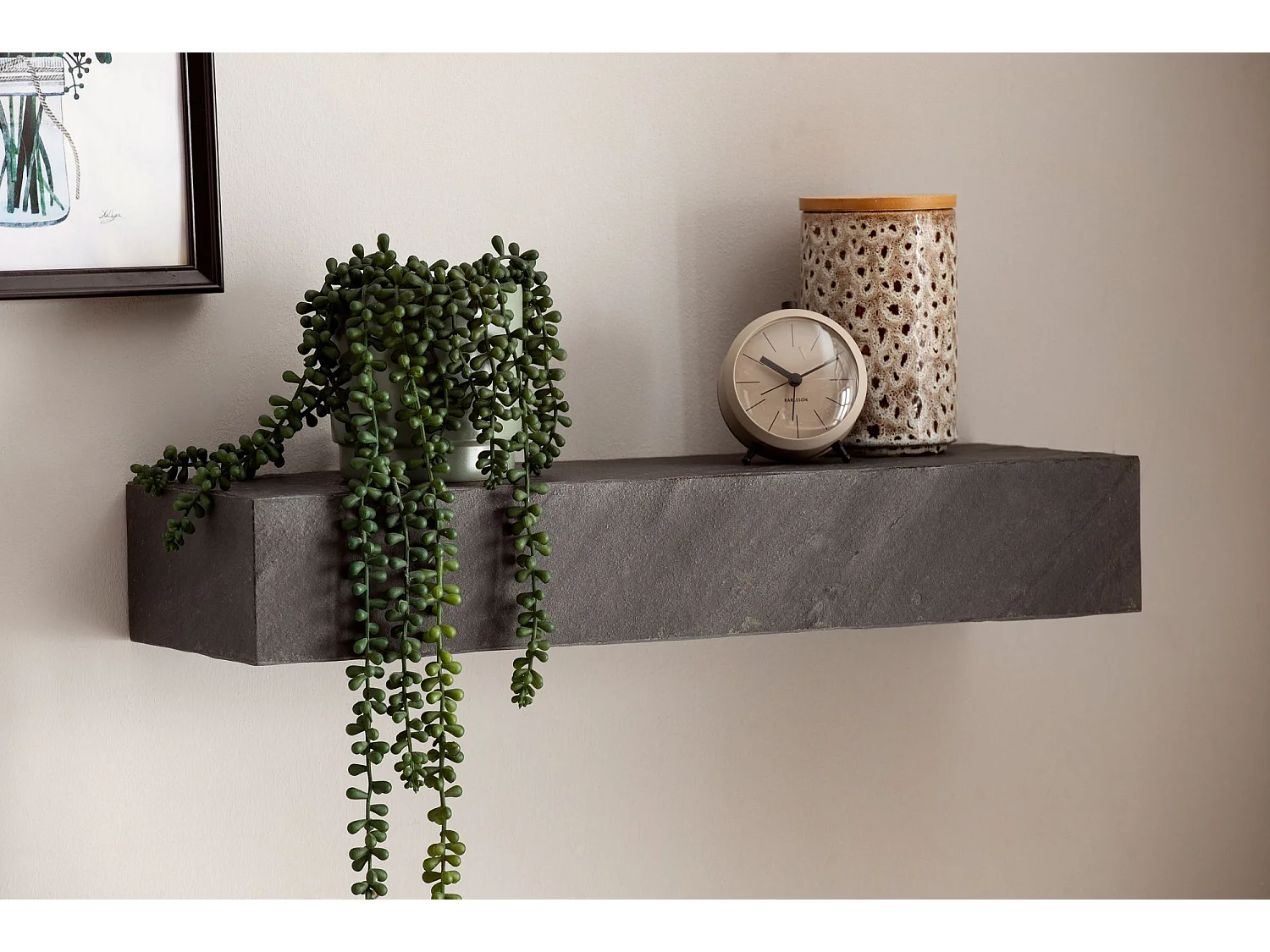 Estante de Pared 60x10x20 cm Estante Colgante de Madera Maciza / Aspecto de piedra Rectangular |