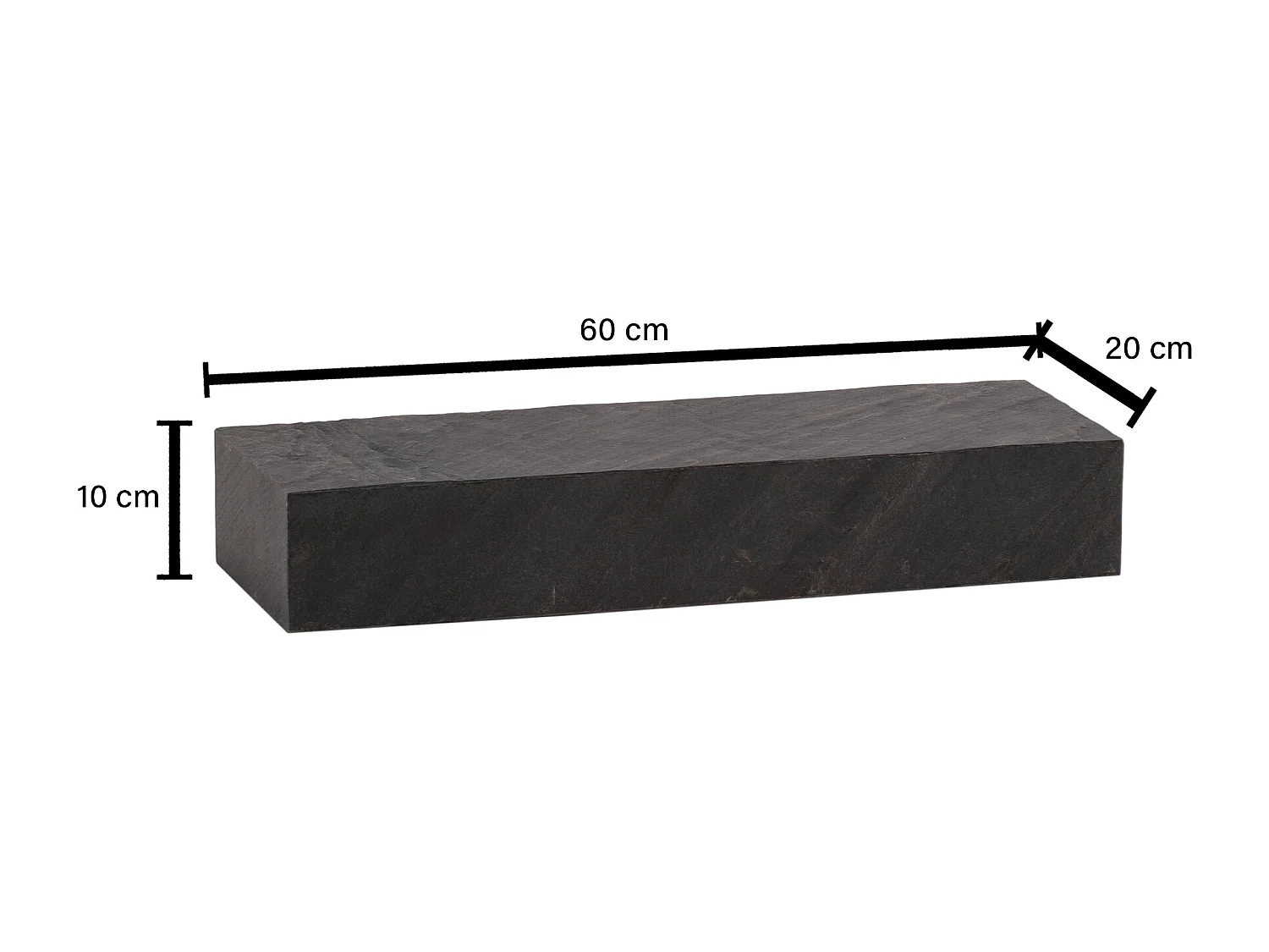 Wandregal 60x10x20 cm Mango Massivholz / Steinoptik Hängeregal Modern, Design Schweberegal
