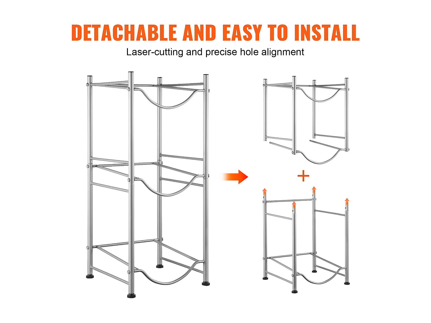 Porte-bouteilles d'Eau à 3 Niveaux SucceBuy, Support en Une Rangée pour 3 Bouteilles, Argent