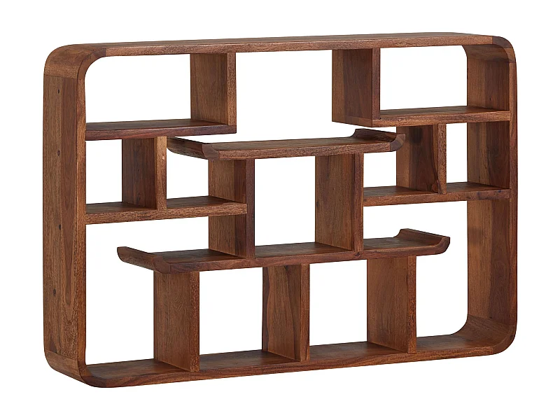 Wandregal 80x55x15 cm Sheesham Massivholz Hängeregal Modern Schwebend, Großes Design Schweberegal,