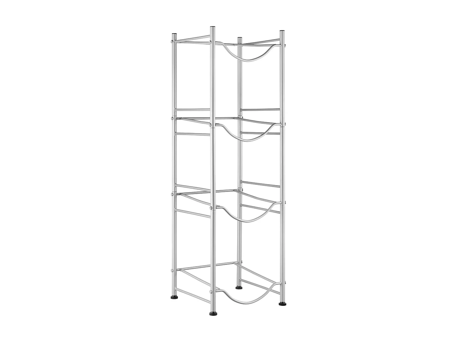 Waterfleshouder met 4 Niveaus SucceBuy, Enkele Rij voor 4 Flessen, Zilver