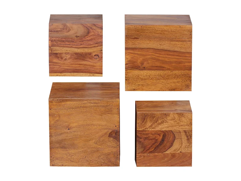 juego de 4 estantes de pared MUMBAI madera maciza sheesham estante de madera estilo rústico
