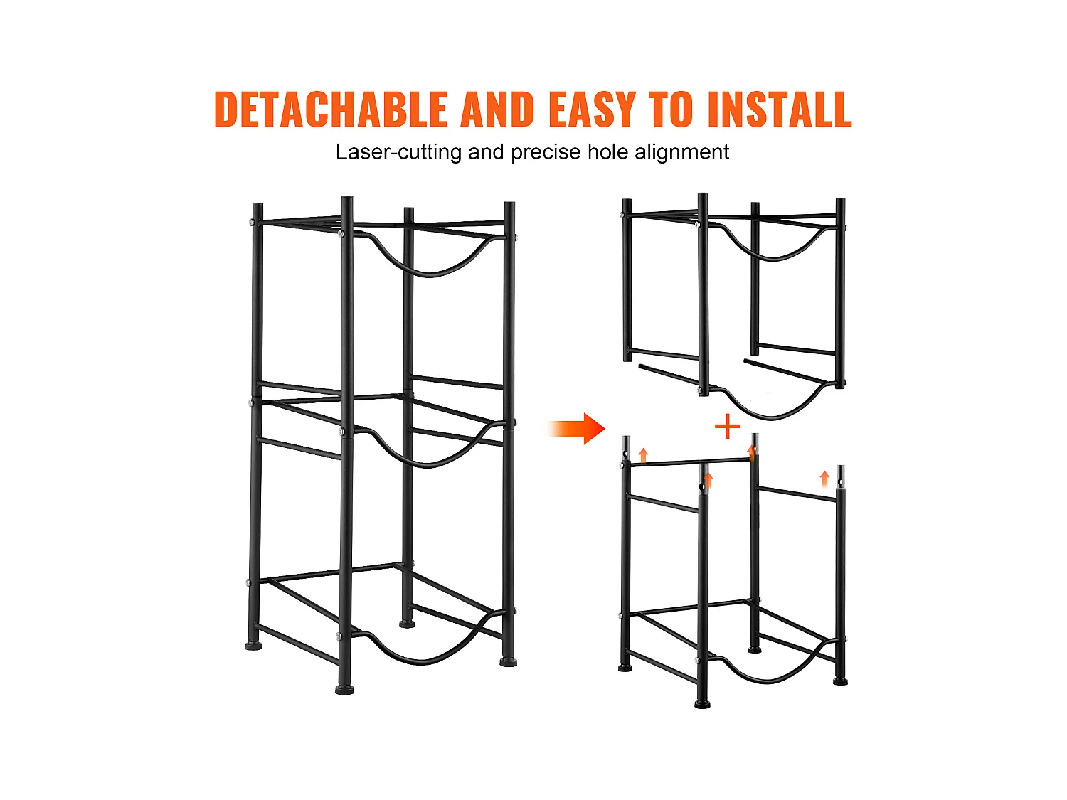 Support pour Carafe à Eau à 3 Niveaux SucceBuy, Support en Rangée Simple pour 3 Bouteilles, Noir