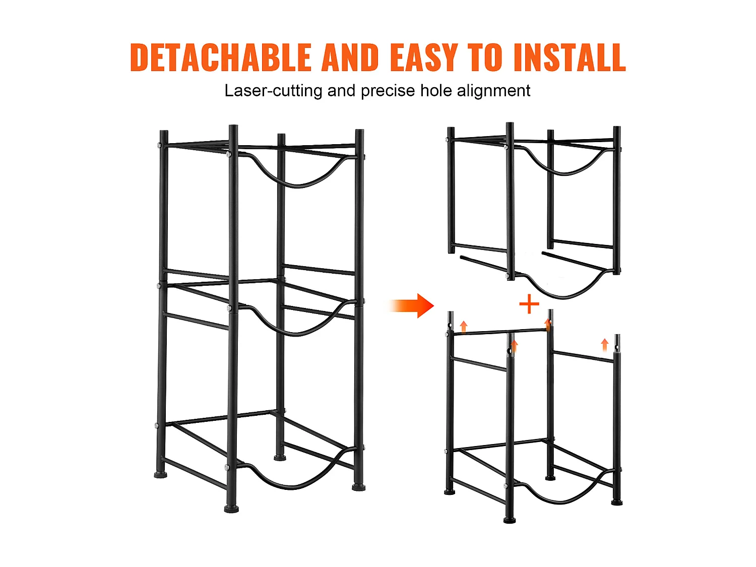 Support pour Carafe à Eau à 3 Niveaux SucceBuy, Support en Rangée Simple pour 3 Bouteilles, Noir