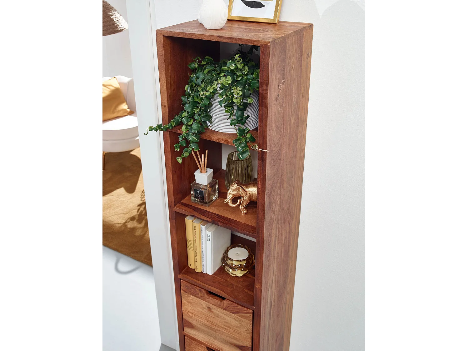 Estantería de pared 35x150x30 cm Moderna Madera Maciza de Sheesham | Estante Colgante de Flotación