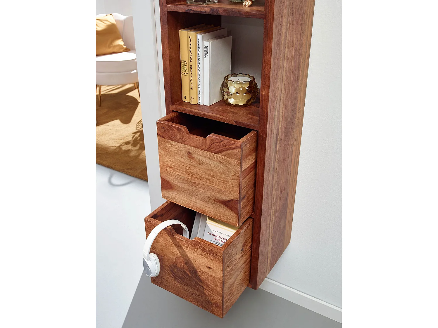 Estantería de pared 35x150x30 cm Moderna Madera Maciza de Sheesham | Estante Colgante de Flotación