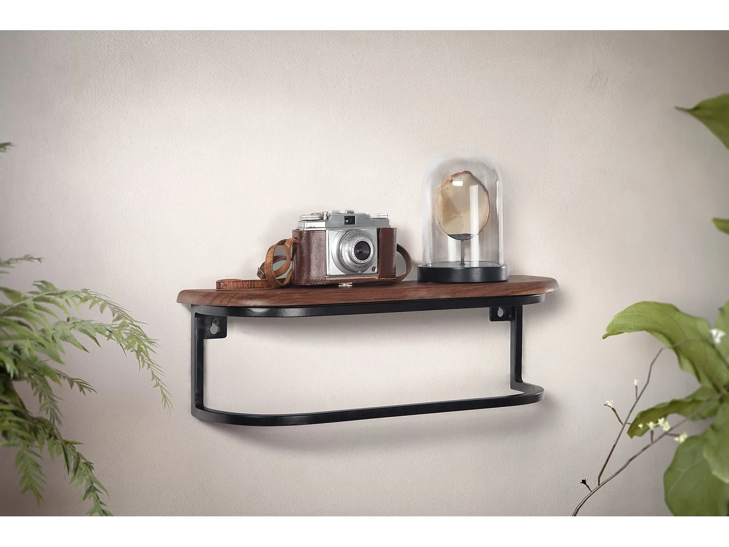 Estante de Pared 50x15x13 cm Estante Colgante de Madera Maciza Sheesham/Metal Industrial | Estante