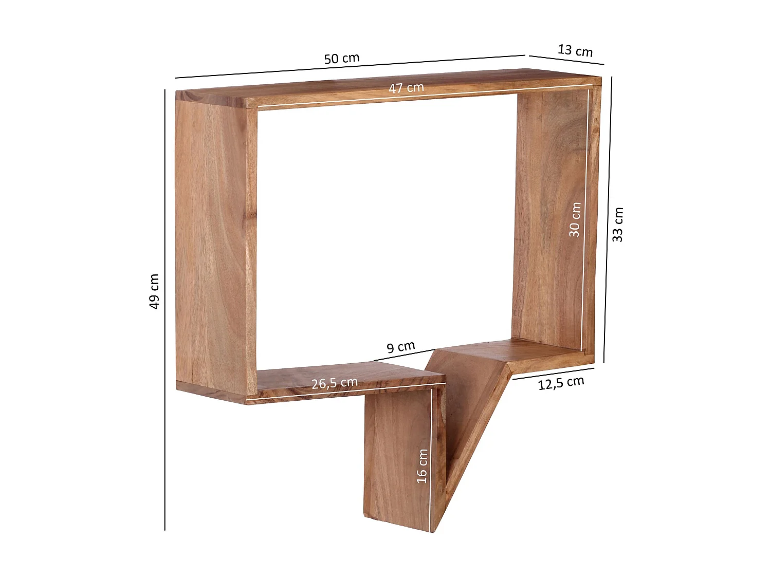 Juego de 2 estantes de pared  MUMBAI estante de madera maciza de acacia estilo de casa de campo