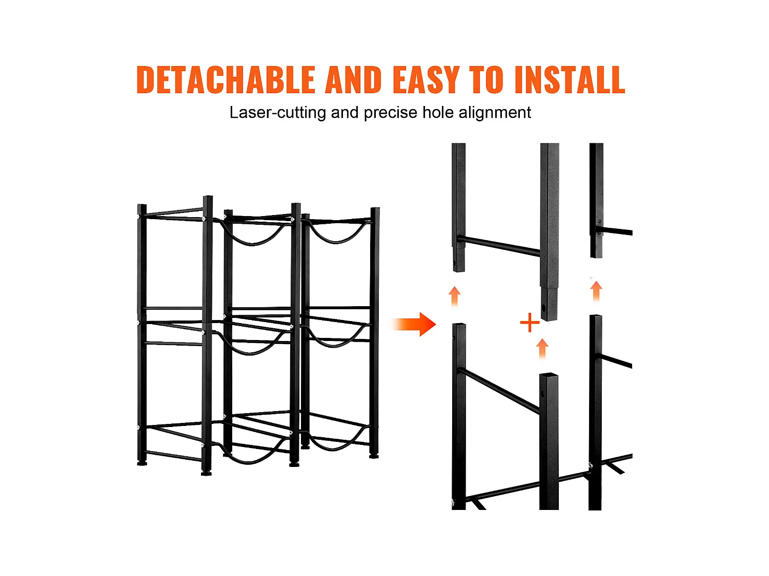 Porte-bouteilles d'Eau à 3 Niveaux SucceBuy, Support en Double Rangée pour 6 Bouteilles, Noir