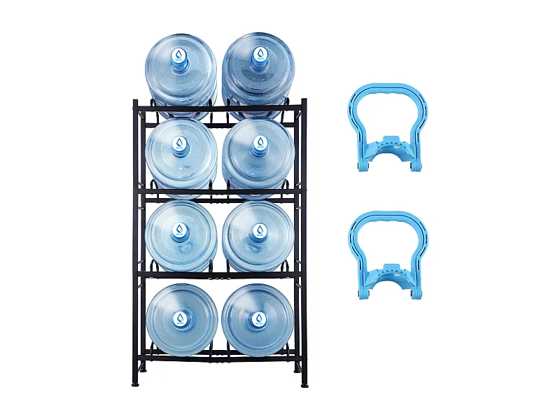 Botellero de 4 Niveles SucceBuy, Botellero en Doble Fila para 8 Botellas, Negro