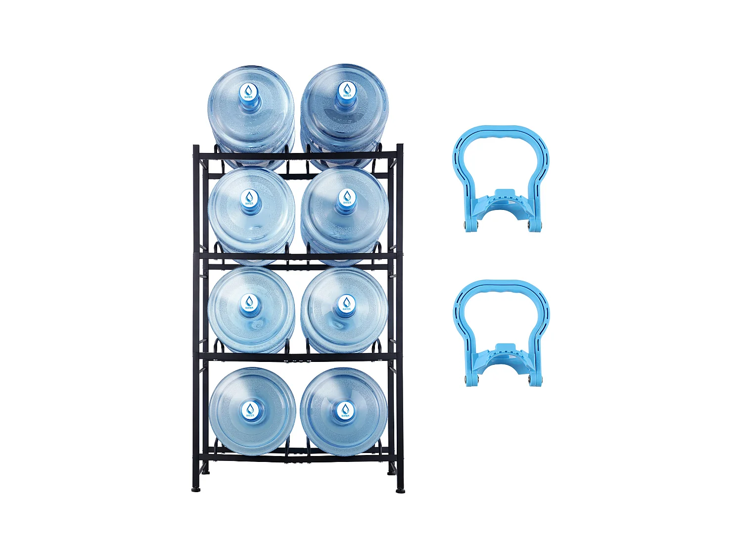 4-poziomowy Stojak na Butelki SucceBuy, Dwurzędowy Stojak na 8 Butelek, Czarny