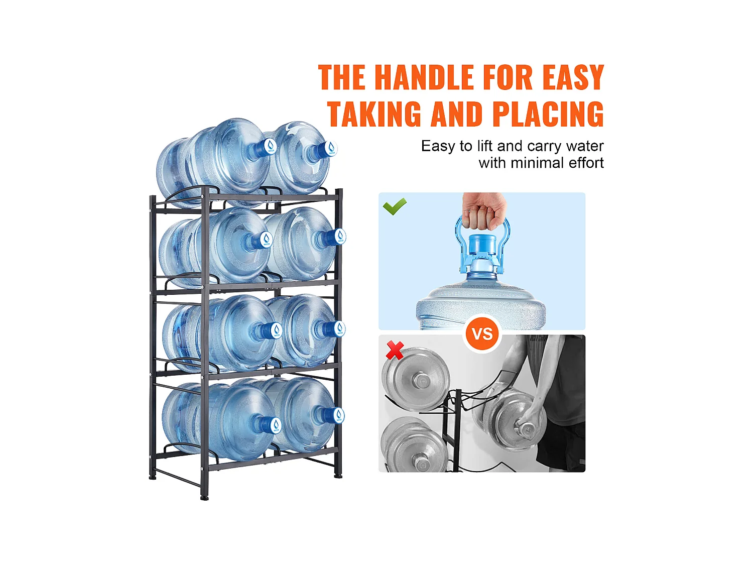 4-poziomowy Stojak na Butelki SucceBuy, Dwurzędowy Stojak na 8 Butelek, Czarny