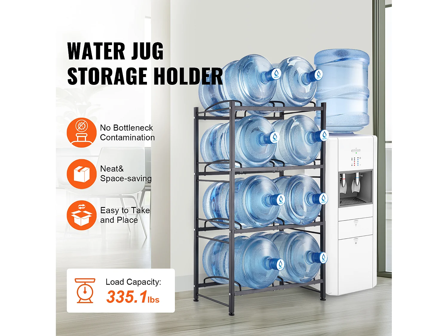 Botellero de 4 Niveles SucceBuy, Botellero en Doble Fila para 8 Botellas, Negro