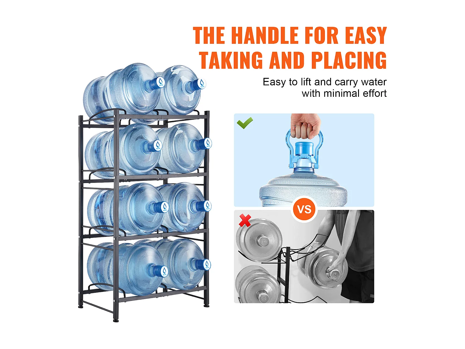 Botellero de 4 Niveles SucceBuy, Botellero en Doble Fila para 8 Botellas, Negro