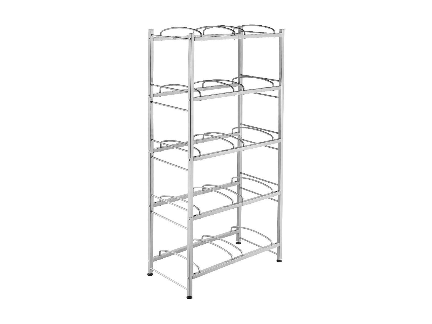 Portabotellas de Agua de 5 Niveles SucceBuy, Soporte en Doble Fila para 10 Botellas, Gris Plateado