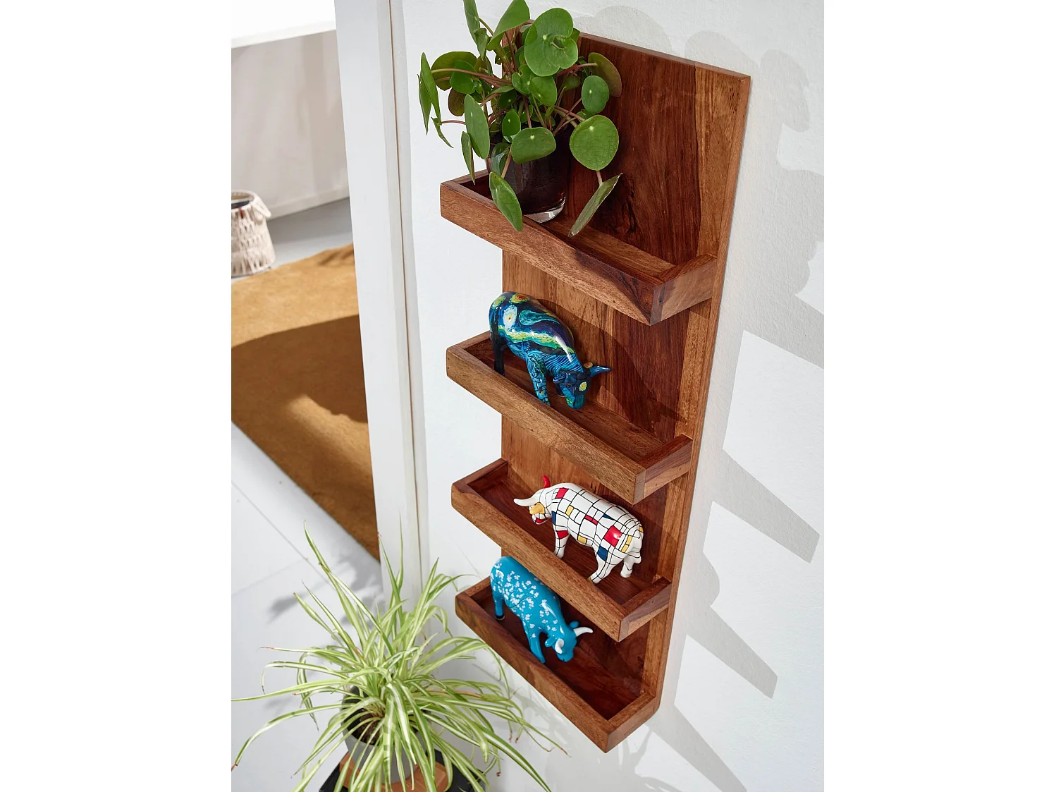 Estantería de pared 30x80x10 cm Moderna Madera Maciza de Sheesham | Estante Colgante de Flotación