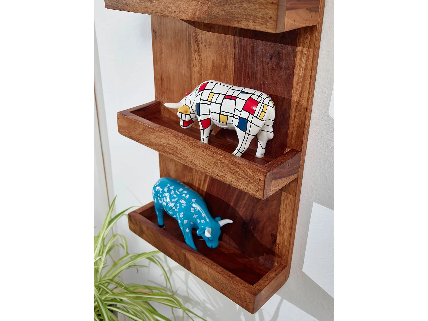 Estantería de pared 30x80x10 cm Moderna Madera Maciza de Sheesham | Estante Colgante de Flotación