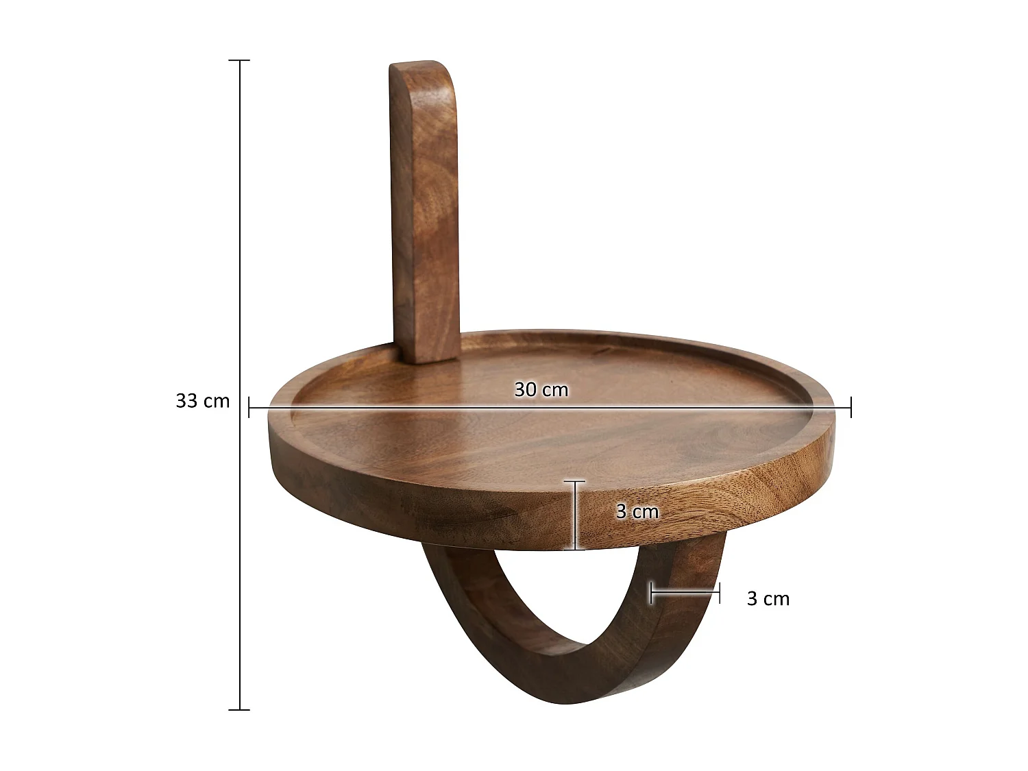 Wandregal 30x33x30 cm Mango Massivholz Hängeregal Rund Modern, Design Nachttisch für die Wand,