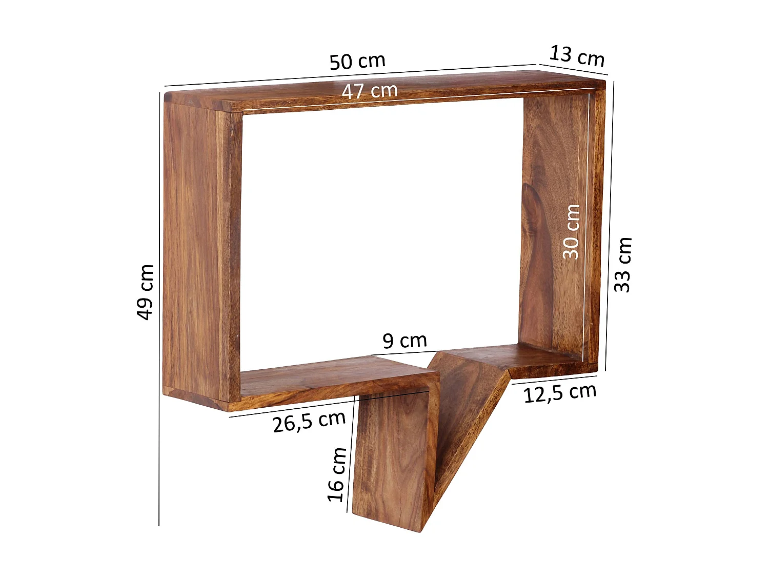 juego de 2 estantes de pared MUMBAI madera maciza sheesham estante de madera estilo casa de campo