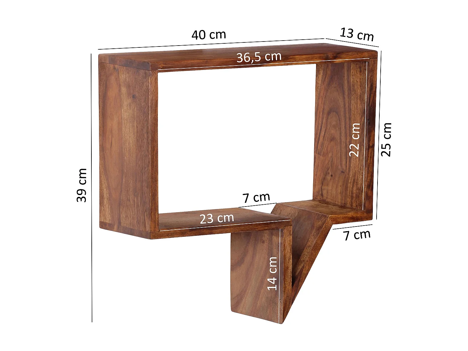 juego de 2 estantes de pared MUMBAI madera maciza sheesham estante de madera estilo casa de campo