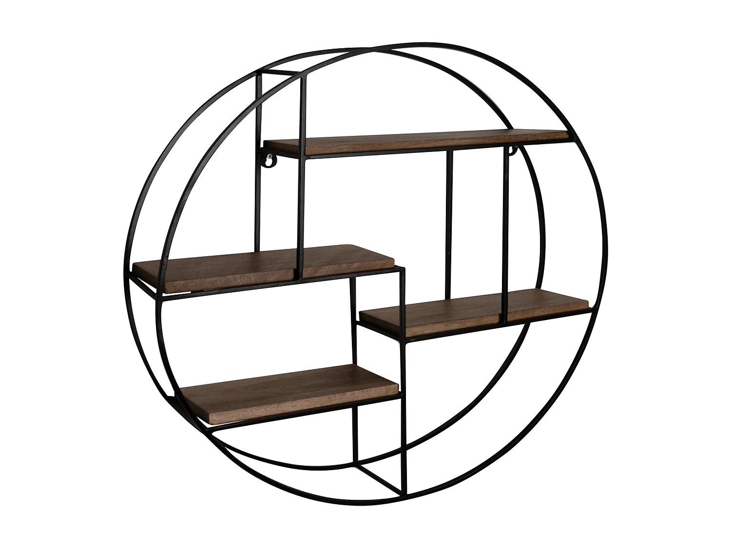 Estante de pared 70x70x18 cm Estante colgante redondo de madera maciza/metal de mango | Estante