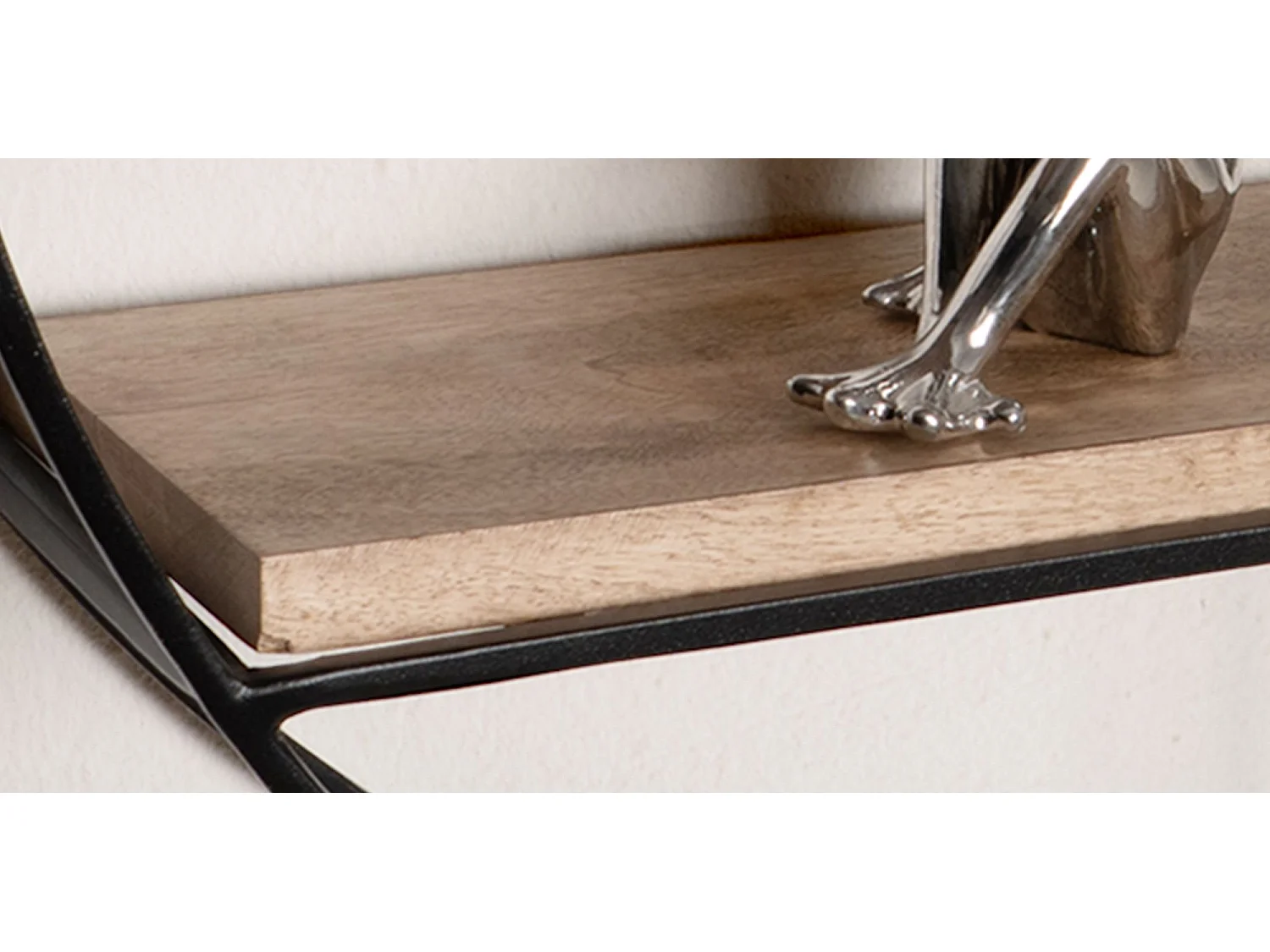 Estante de pared 70x70x18 cm Estante colgante redondo de madera maciza/metal de mango | Estante