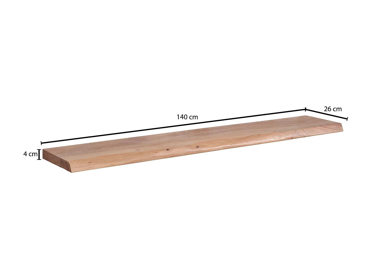 Estantería de Pared 140 cm Moderna Madera Maciza de Acacia | Estante Colgante de Flotación Libre