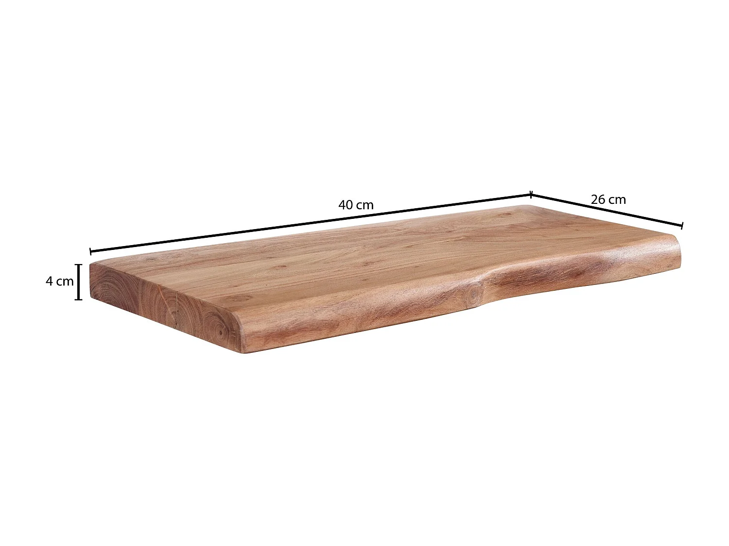 Estantería de Pared 40 cm Moderna Madera Maciza de Acacia | Estante Colgante de Flotación Libre
