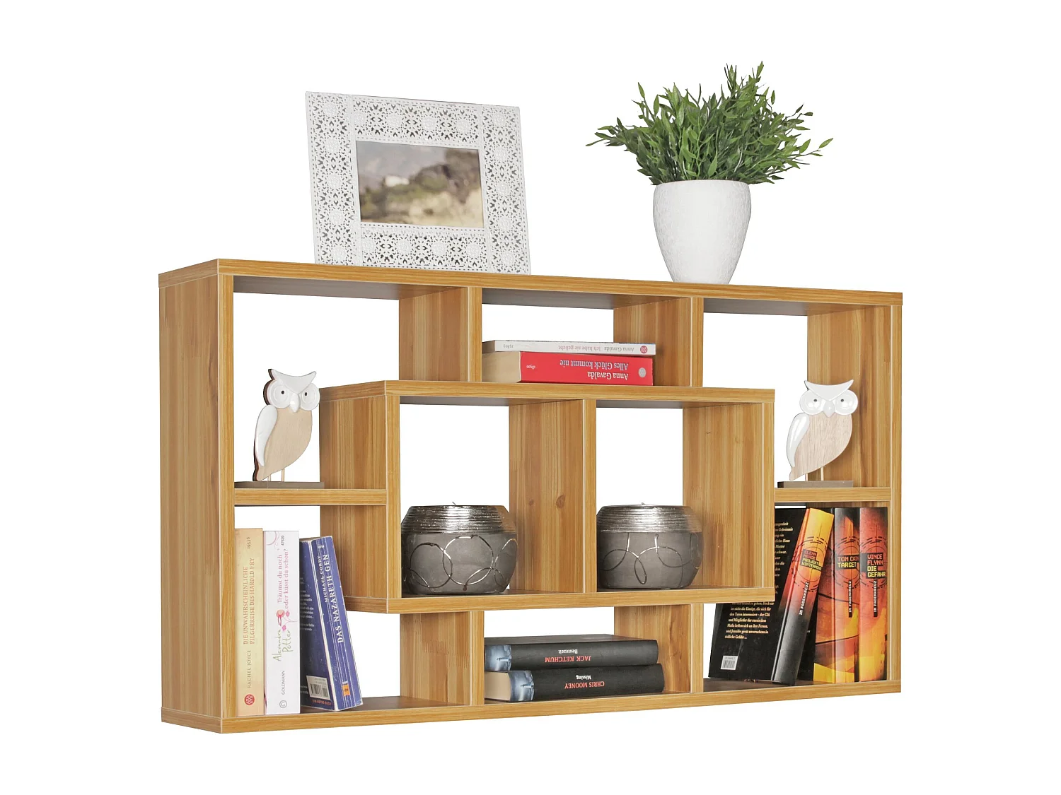 Estantería de pared ALEX haya 85 x 47,5 x 16 cm estante colgante de madera MDF moderna | Diseño