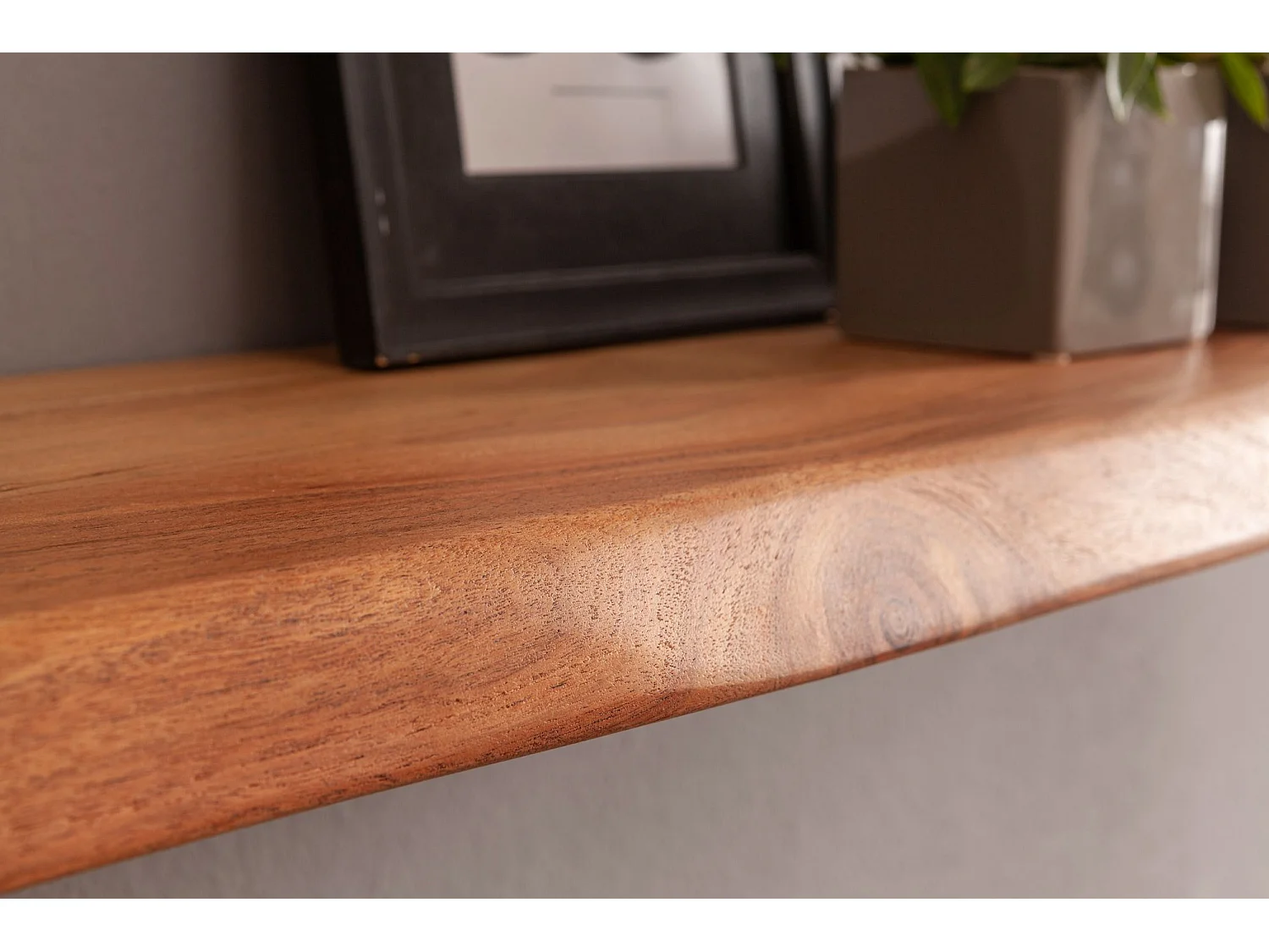 Estante de pared con borde de árbol madera maciza de acacia 80 cm | Estante flotante de diseño