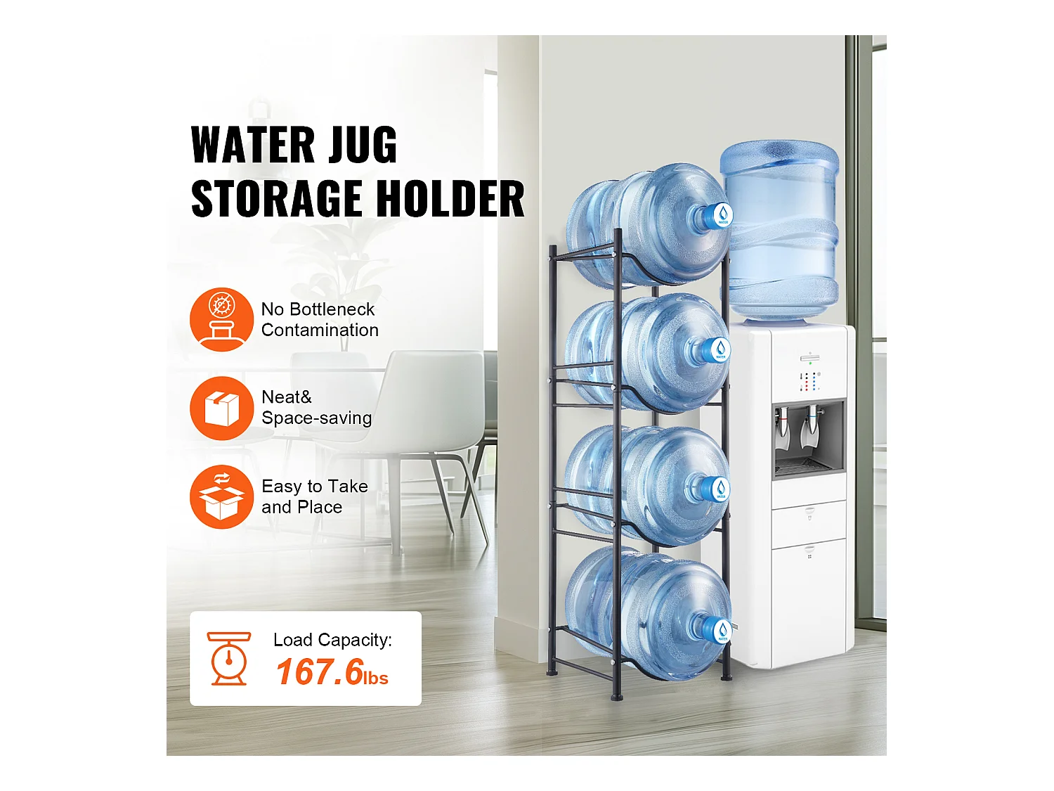 Support pour Carafe à Eau à 4 Niveaux SucceBuy, Support pour 4 Bouteilles, Noir