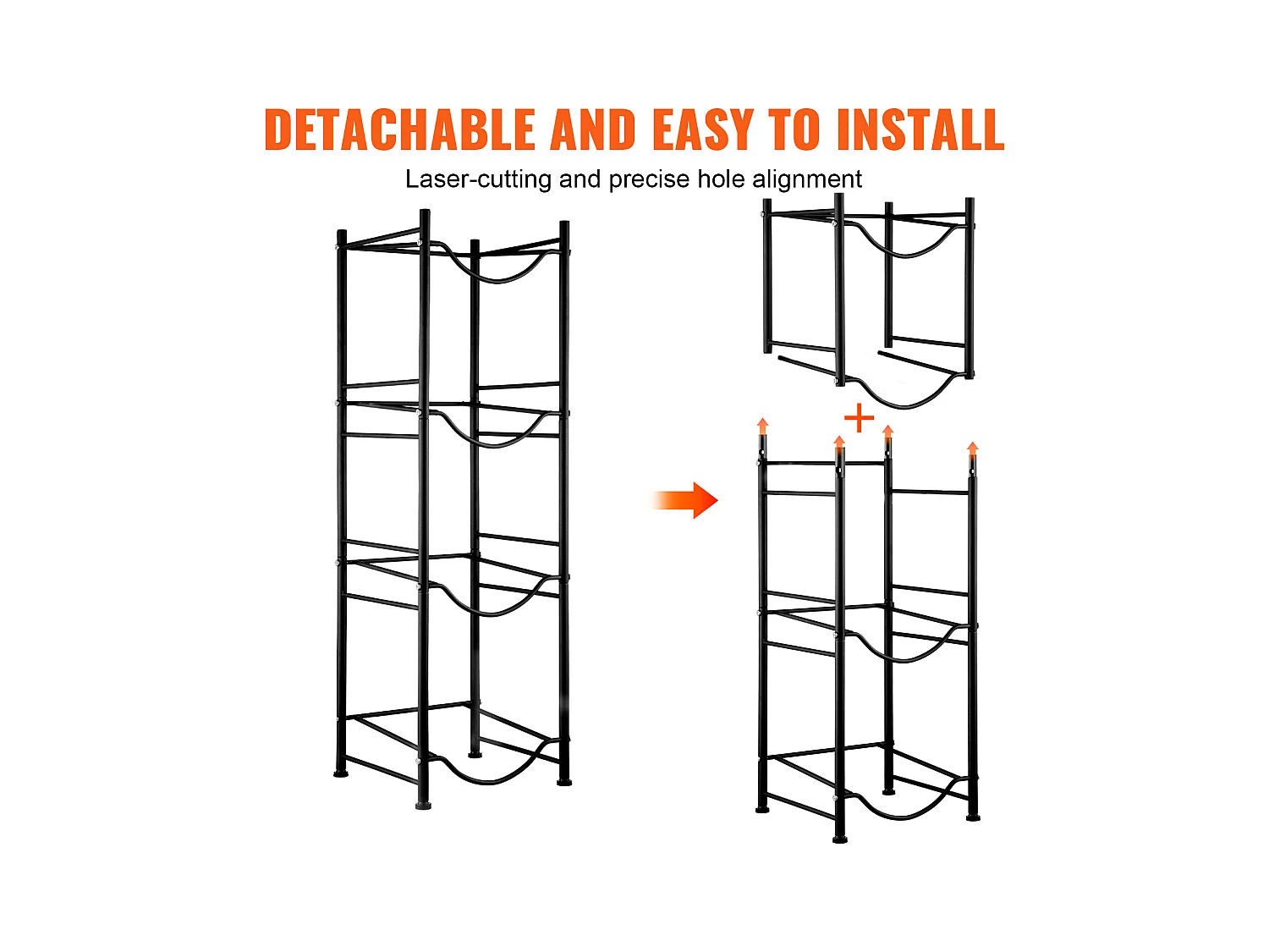 Support pour Carafe à Eau à 4 Niveaux SucceBuy, Support pour 4 Bouteilles, Noir