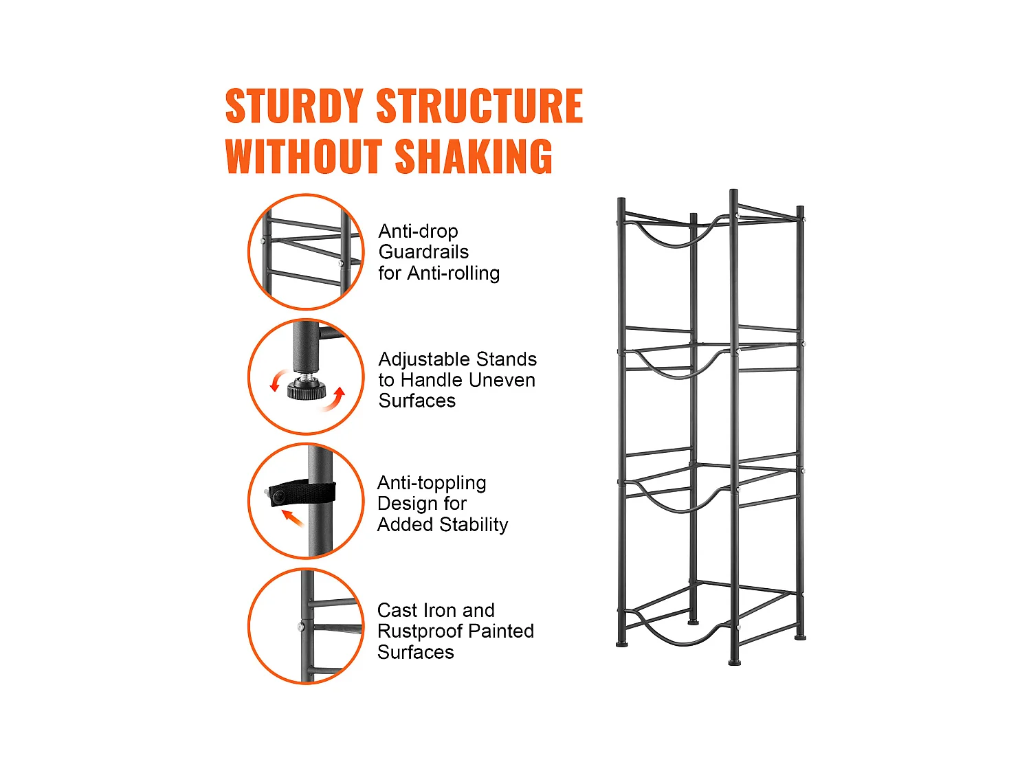 Support pour Carafe à Eau à 4 Niveaux SucceBuy, Support pour 4 Bouteilles, Noir