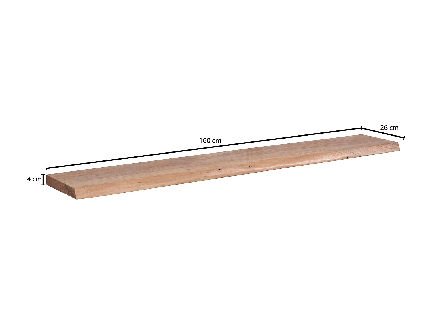 Estantería de Pared 160 cm Moderna Madera Maciza de Acacia | Estante Colgante de Flotación Libre