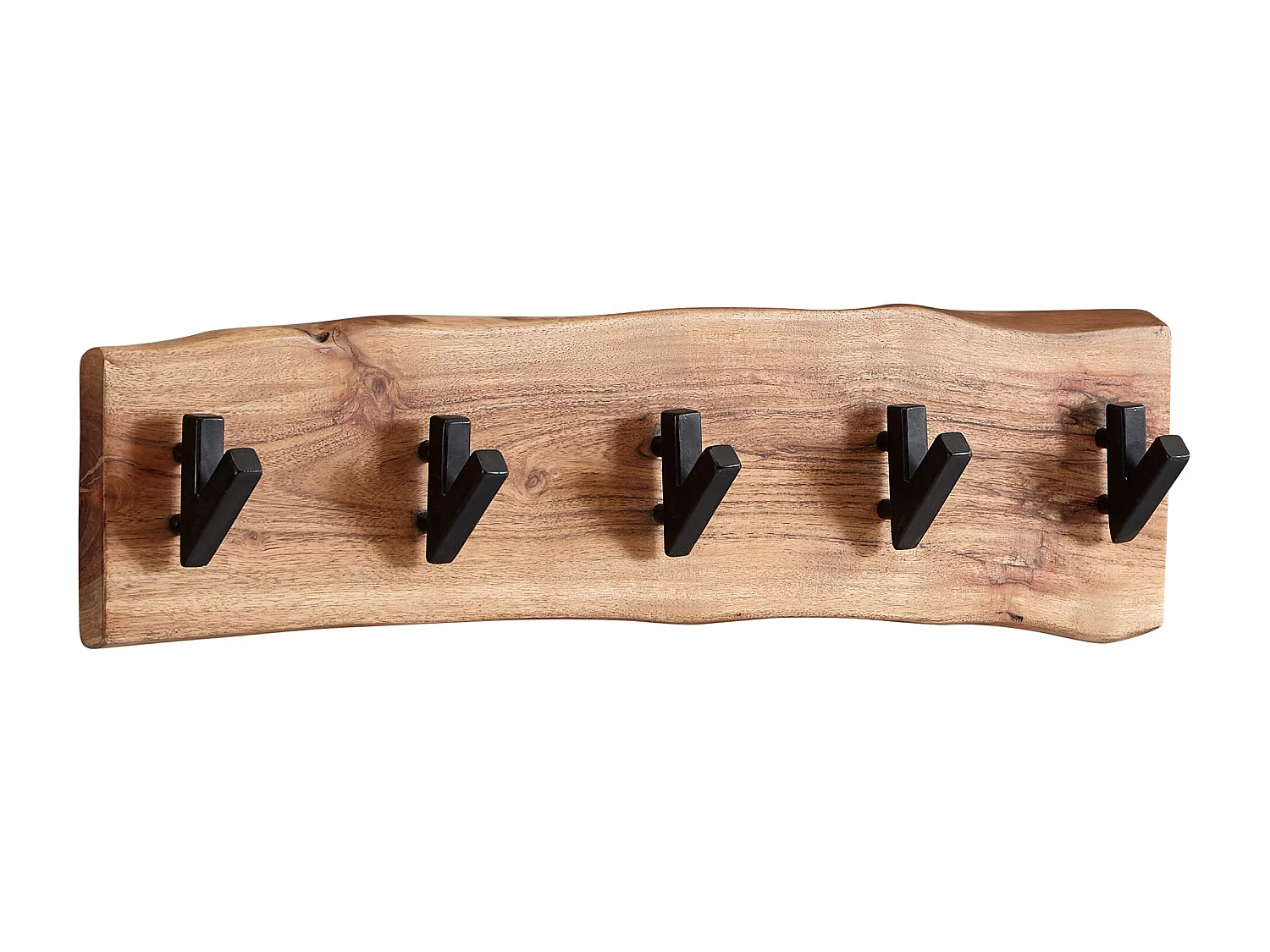 diseño madera maciza de acacia / metal 60 x 17 x 9 cm | Perchero de pared con gancho de carril |