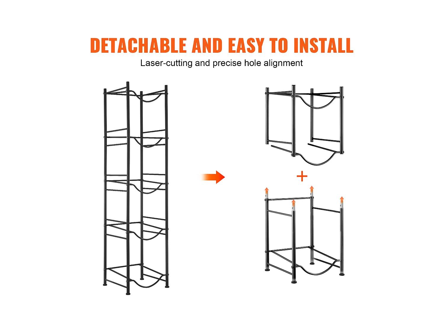 Porte-bouteilles d'Eau à 5 Niveaux SucceBuy, Support en Une Rangée pour 5 Bouteilles, Métal Noir
