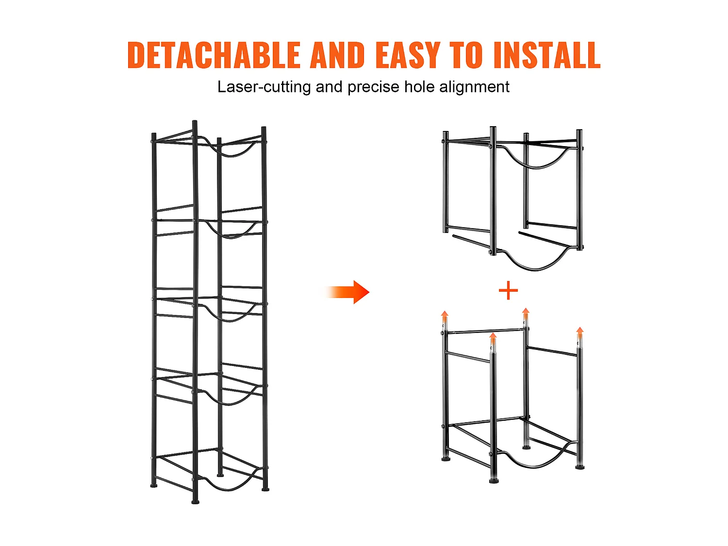 Porte-bouteilles d'Eau à 5 Niveaux SucceBuy, Support en Une Rangée pour 5 Bouteilles, Métal Noir
