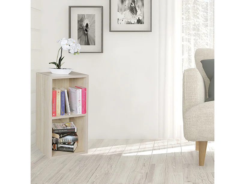 pie estanterías para libros CLARE Sonoma 2 compartimentos MDF | Diseño de almacenamiento en rack |