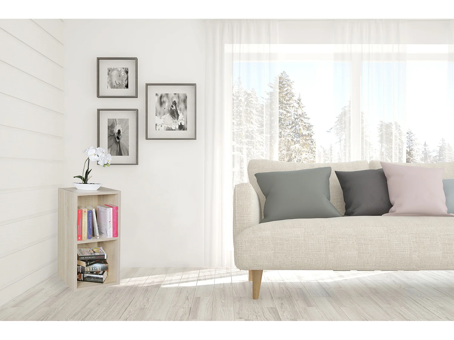 pie estanterías para libros CLARE Sonoma 2 compartimentos MDF | Diseño de almacenamiento en rack |