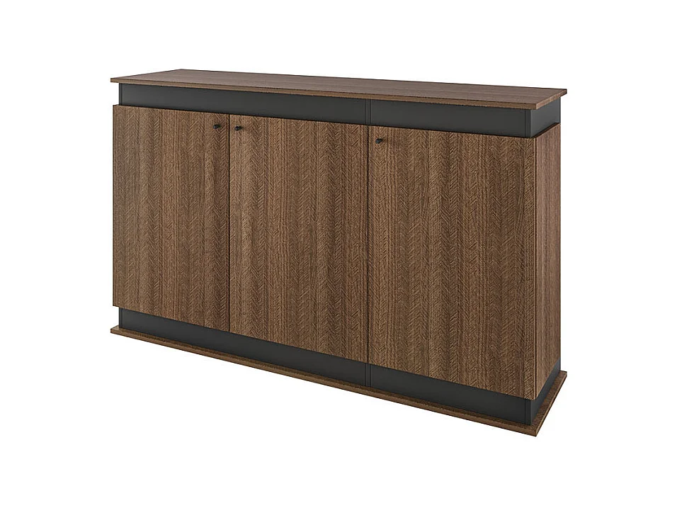 Madia moderna design effetto legno con tre sportelli MI20 150x100 noce e antracite