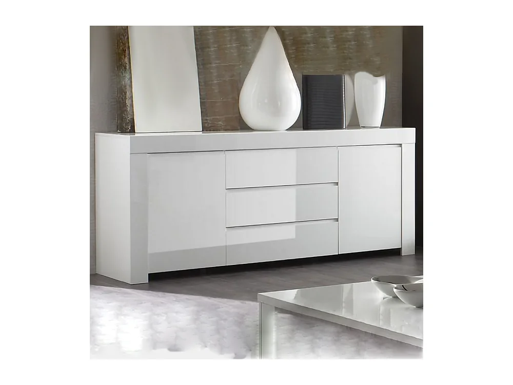 Madia due ante e tre cassetti design liscio da zona giorno design moderno 190x84 ML2 bianco lucido