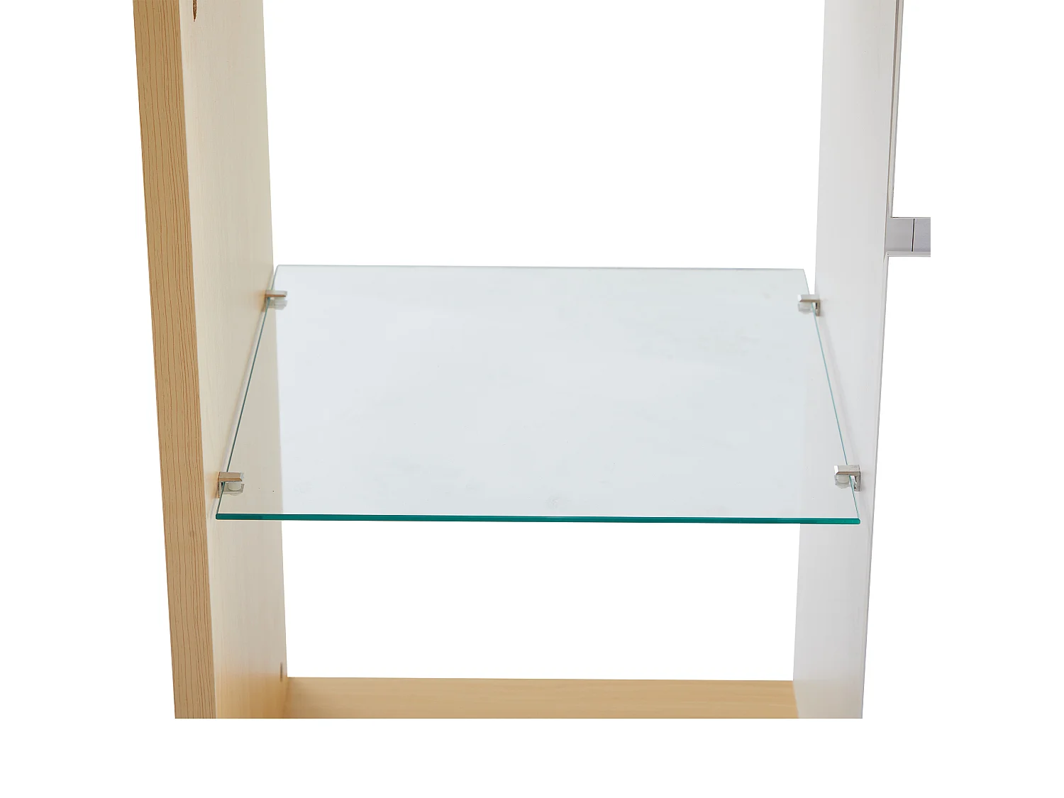 Buffet avec 2 portes, 2 tiroirs et 1 étagère en verre, LED inclus, blanc et chêne