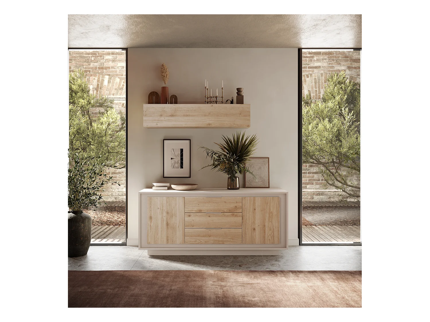 Madia moderna 2 ante 184x80 cm cashmere e rovere chiaro ML55
